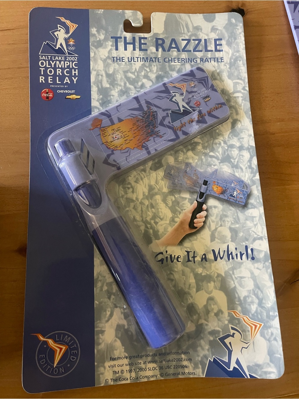 Salt Lake 2002 Olympic Torch Relay 'The Razzle' Cheering Rattle - Blue